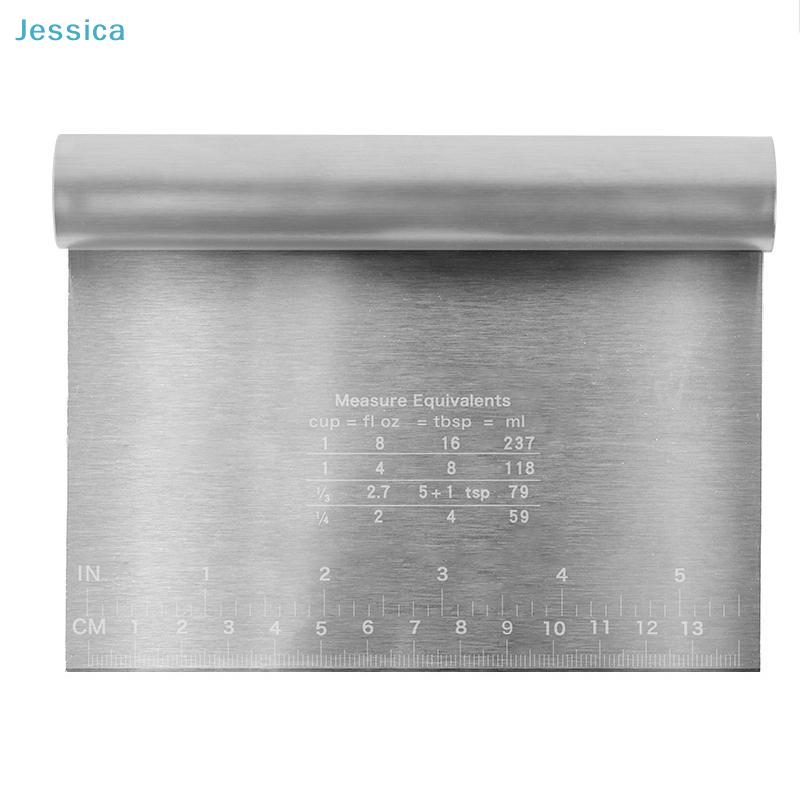 Stainless Steel Dough Scrapers-Measuring Pastry Cutter with Conversion Chart,Multi-Size Baking Bench Scraper for Baking&Cooking
