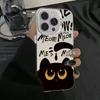 Cartoon Black Cat Eating Fish Electroplate Silver Case For  Redmi Note 14 13 12 11 10 Pro Plus 5G 12S Redmi 14C 13 Cover