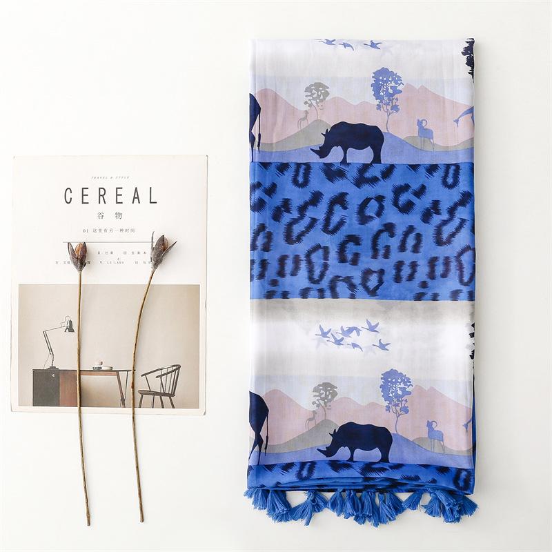 88*180cm Animal Print Women Viscose Scarf Autumn Winter Warm Shawl Cotton Linen Feeling Tassel Pashmina Muslim Hijab Wrap Lady