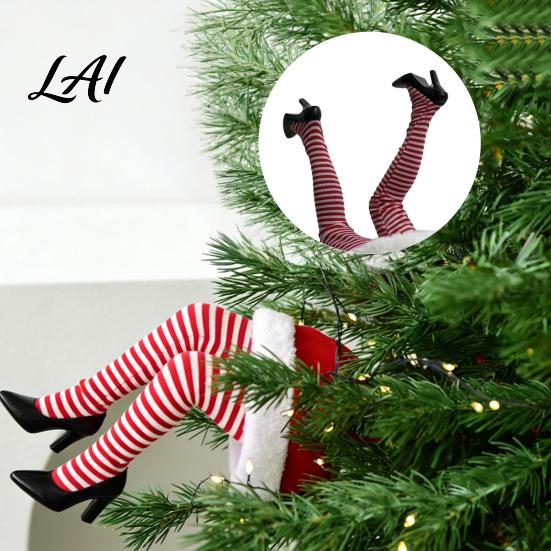 Animated Holiday Tree Decorations Christmas Swinging Hanging Santa Electric Leg Ornament Legs for Tree Plush