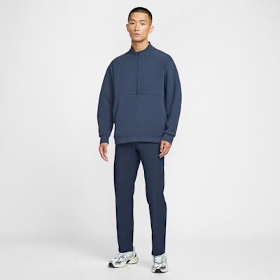 Nike Dri Fit Sweatshirts Men's Marine Blue Stand Collar Moderate