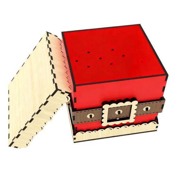 Christmas Gift Box Wooden Storage Box with Lid Xmas Design Present Box for Festive