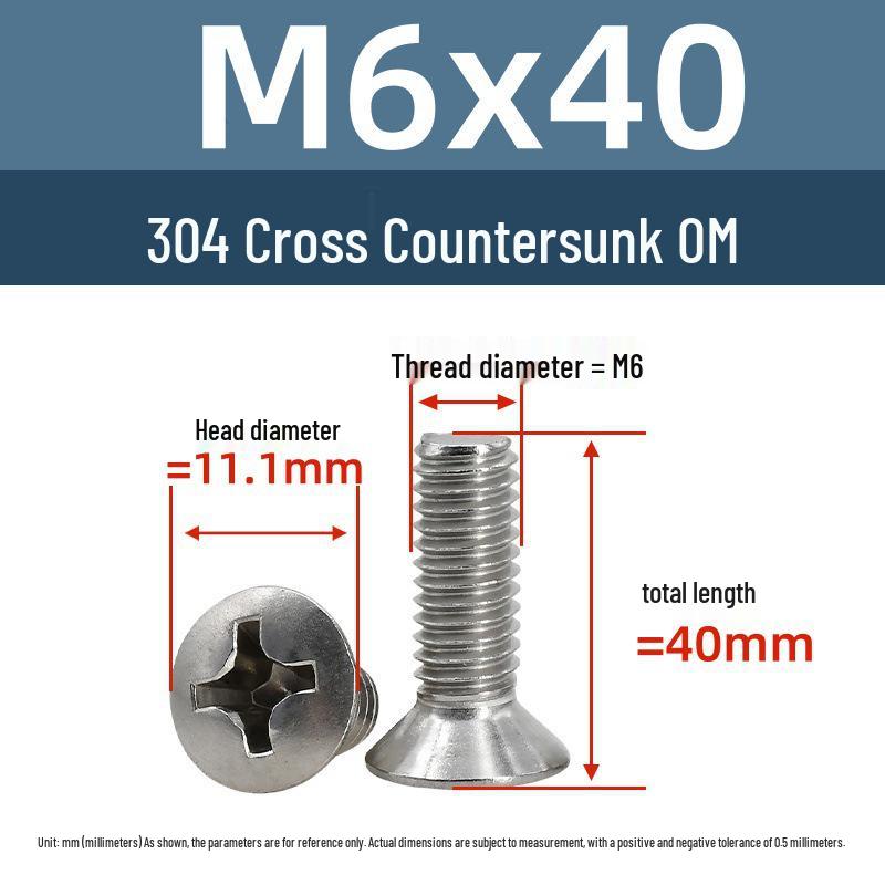 Yigu Stainless Steel Phillips Countersunk Screws M2-M6 Fasteners