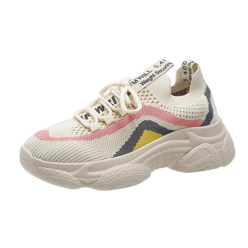 INS Fashion Clunky Sneakers Female Thick Soft Soled Light Running Shoes Summer Mesh Breathable Versatile Mom Shoes