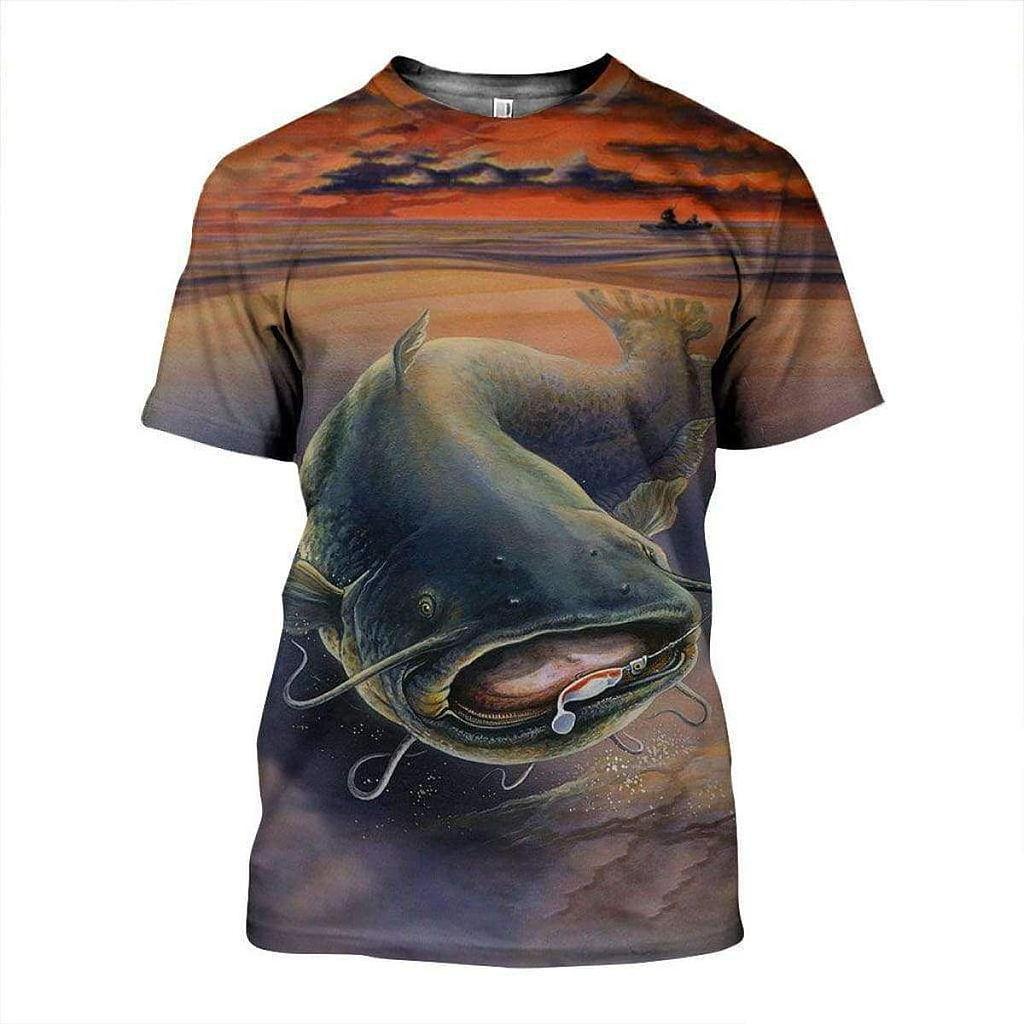 Men Vintage Fishing T Shirt 3d Print Casual Short Sleeve Loose Loose Tshirt For Men Sweatshirt Men's Top Clothing Outdoor Sports