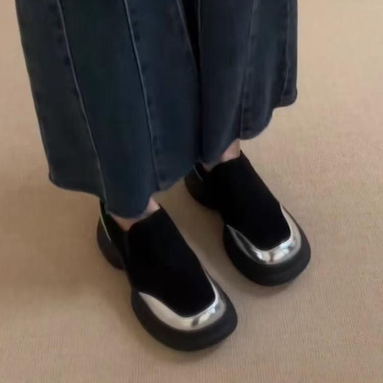 Retrostil färgmatchande matta enpedaliga latskor enkla höjande plattform enkelskor loafers dammjukt läder små läderskor