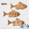 Tabletop Fish Ornament 3Pcs/Set Bathroom Wall Decoration, Rustic Wooden Art 2D Printed Sculpture, Nautical Hanging for Beach Lake House Ocean Style