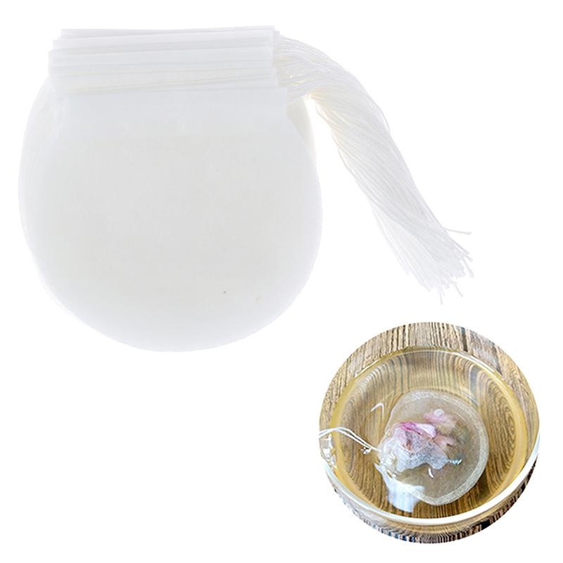 100Pcs White Round Tea Bags Empty Filter Paper Teabags With String For Herb Tea
