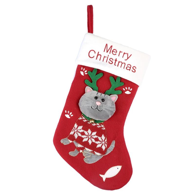 

1Pc Christmas Socks Festive Attire Non-woven Fabric Party Supplies Dog Pattern Christmas Christmas Decorative Socks Cat Pattern