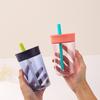 Plastic Water Bottle with Lid and Straw Coffee Mug Kawaii Coffee Cups  Water