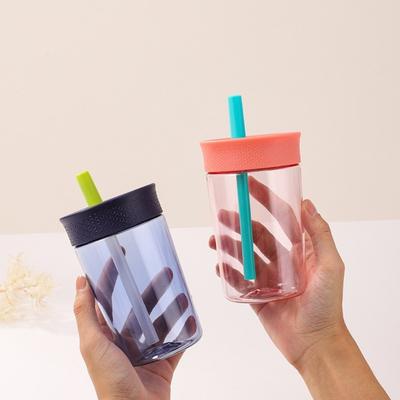 Kawaii 450ML Water Bottle with Lid and Straw Plastic Coffee Cups BPA Free Drinkware Coffee Mug Coffee