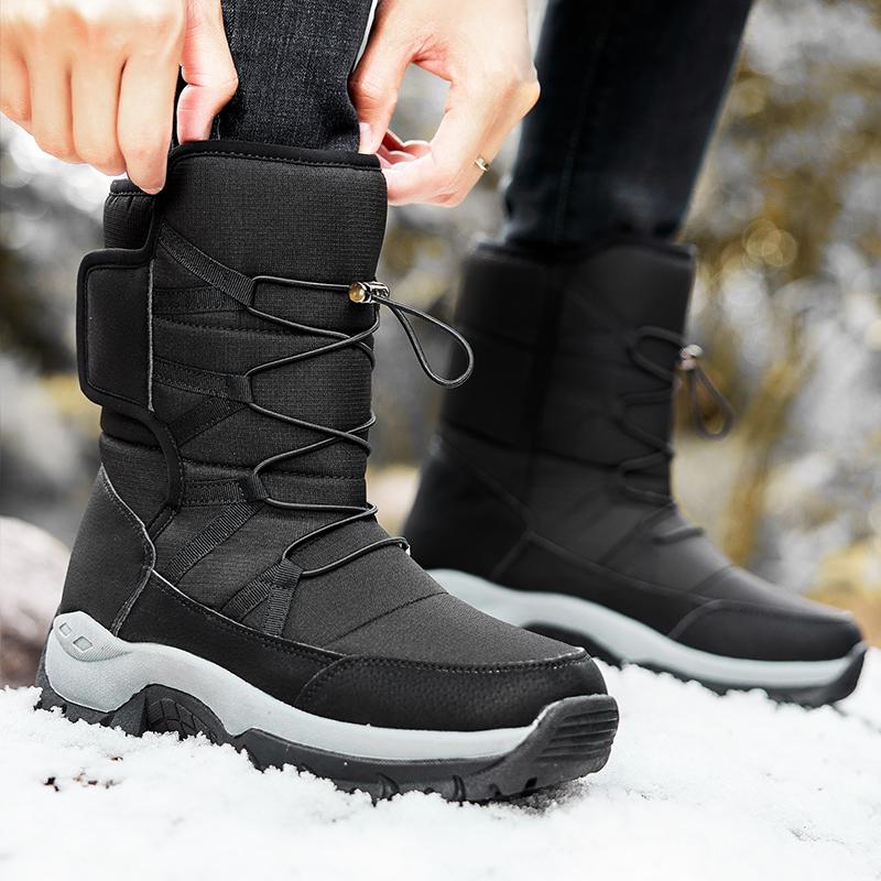 Herren-Schneestiefel mit dicker Sohle und rutschfestem und verschleißfestem Fleece für den Winter, große Schneestiefel