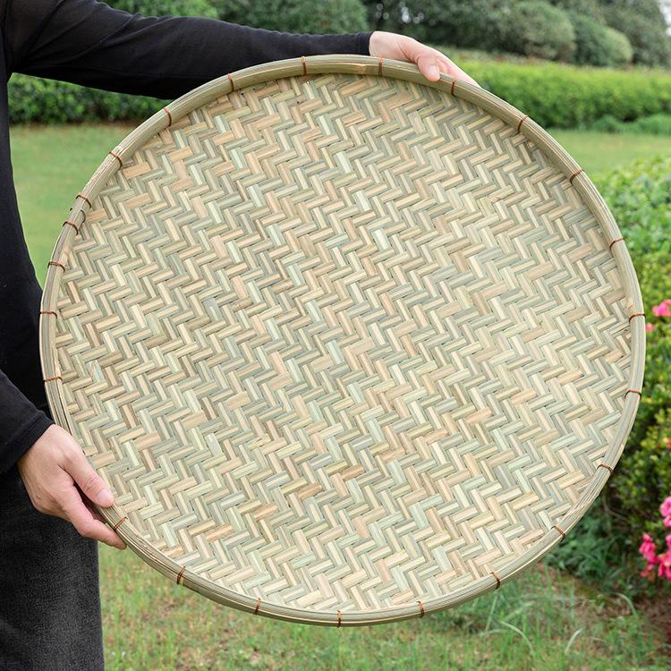 Handmade Bamboo Copper Wire Winnowing Basket - Farmhouse Style Drying Tray