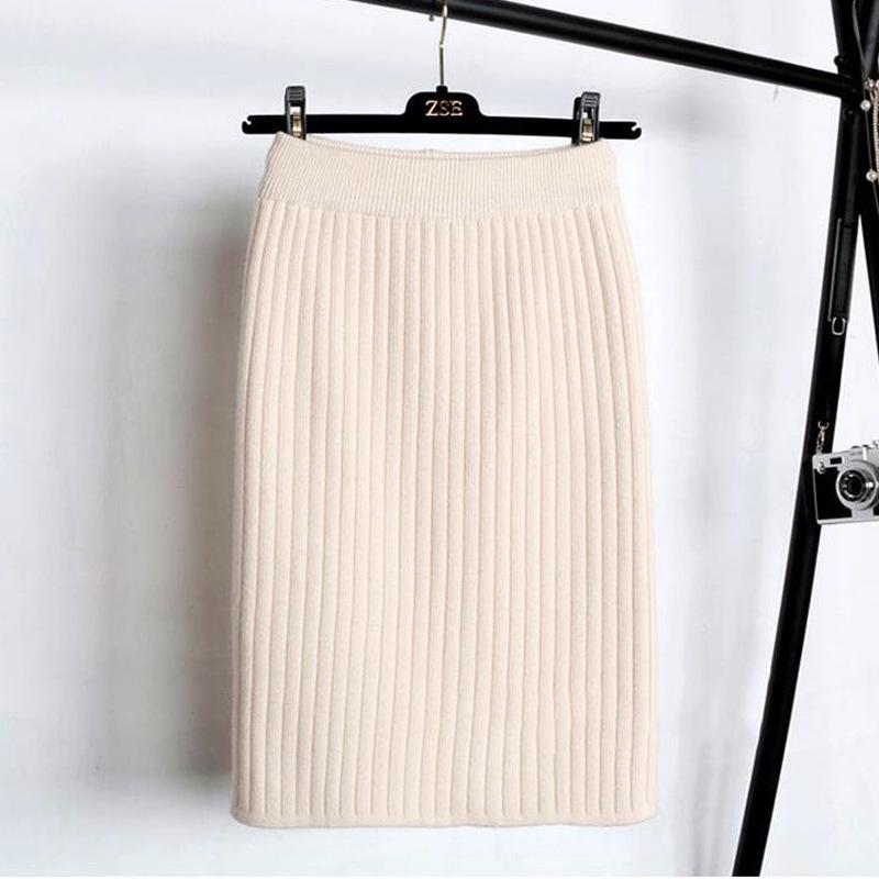 Jupe Midi Tricot Épais Fendue pour Femme - Laine Polyvalente à Taille Élastique pour Automne/Hiver 2025