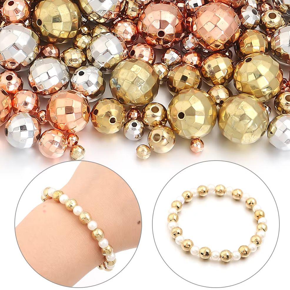 20-200pcs/lot 4-14mm Faceted Round Ball Beads CCB Beads Loose Spacer Beads For Jewelry Making DIY Necklace Bracelet Accessories