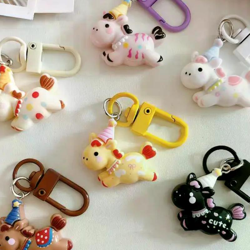 Cute Cartoon Pony Keychain Kawaii Year Of The Horse Decoration Creativity Horse Backpack Pendant Accessories New Year Gift