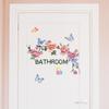 Self-adhesive Bathroom Sticker English Butterfly Flower Sticker Beautiful   Toilet