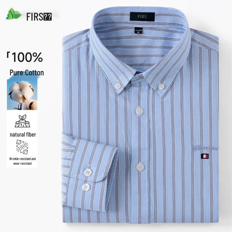 Sugiyama Men s 100% Cotton Long-Sleeve Striped Business Casual Shirt 4XL