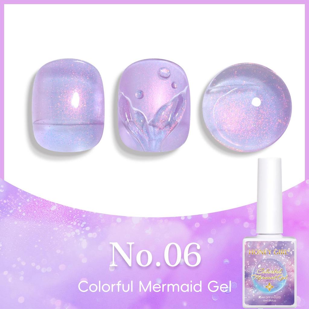 Smalto per Unghie Glitterato Rosa Iridescente Sirena con Strass e Gel Colla Proteica