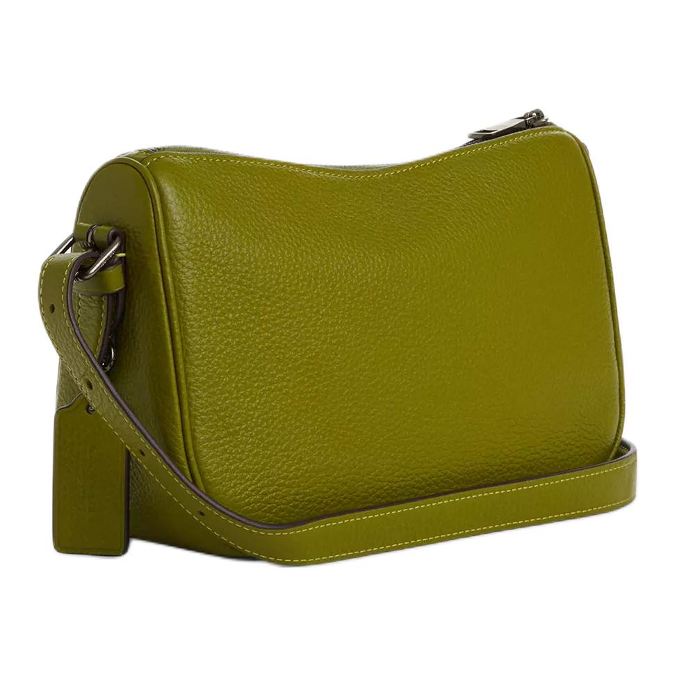 Coach 23 Kaylee Silver Metal Accessories Pebbled Leather Shoulder Bag Medium Women Shoulder Bag Bright-Olive CY707-QBXUH