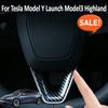 For Tesla Model Y Juniper Model 3 Highland Real Carbon Fiber Steering Wheel Patch Decorative Sticker New Modified Accessories