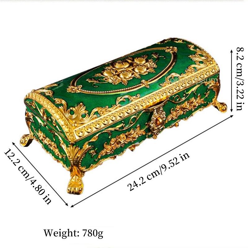 Rectangle Necklace Storage Box European Style Large Size Organizer Enamel Alloy Earrings Ring Storage Jar Dresser Display Case