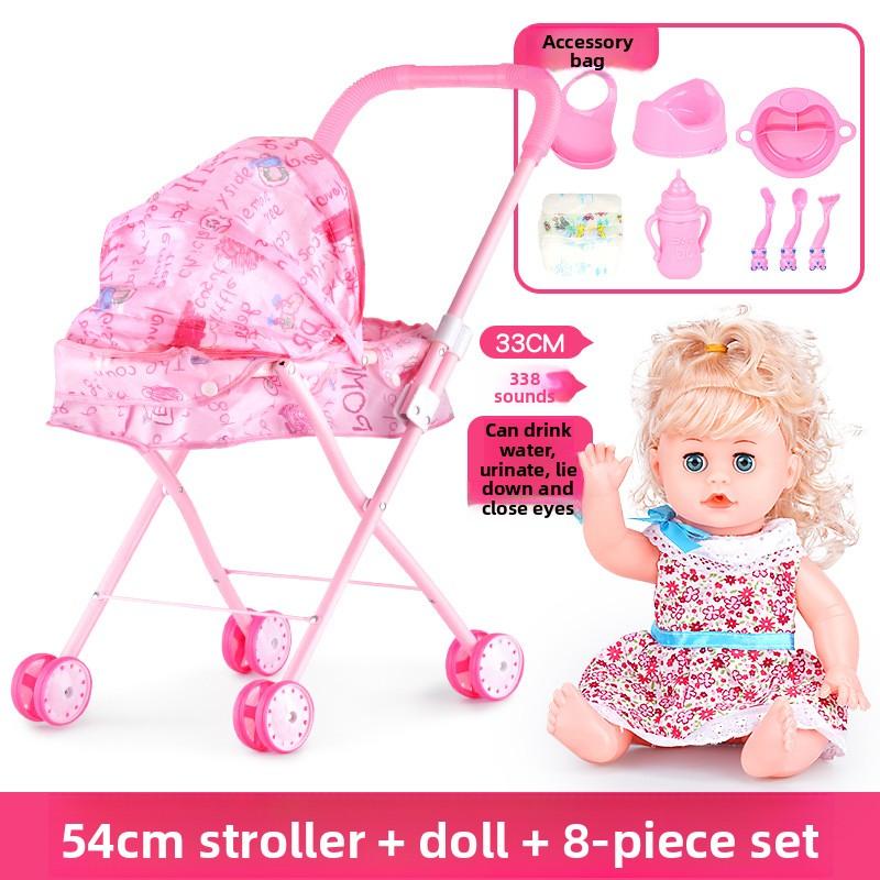 Children's Trolley Toy with Doll Doll Little Girl Simulation Play House Baby Baby