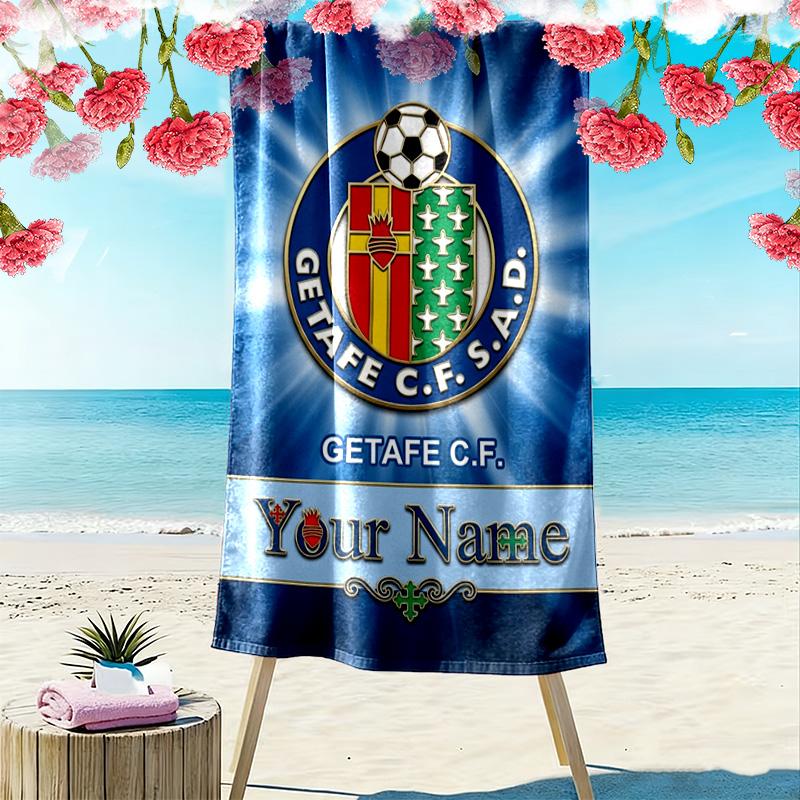 Name Custom Getafe CF Print Beach Towel, Large Soft Quick Dry Towel for Beach Camping Swimming