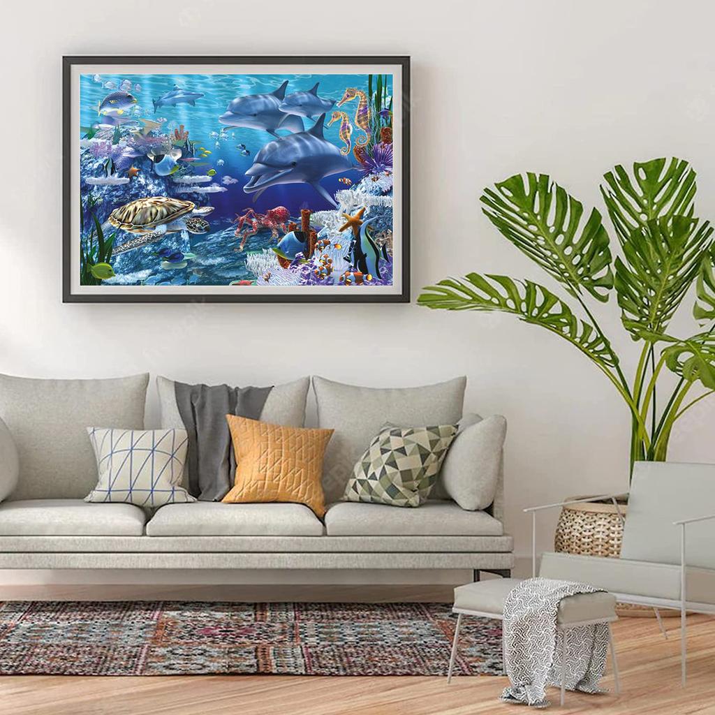 5D DIY Diamantové Malování Setkání Mořských Živočichů Stehový Set Plná Diamantová Výšivka Mozaikové Umění Obrázek z Kamínků Dekorace Dárek