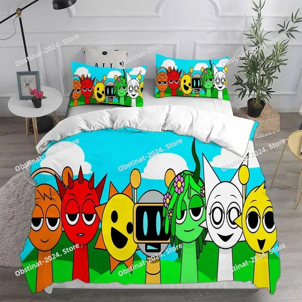 New 3d Print Game Sprunki Bedding Set Printed Bed Set With Pillowcase Bed Duvet Cover Soft Single Double Queen Super King Size