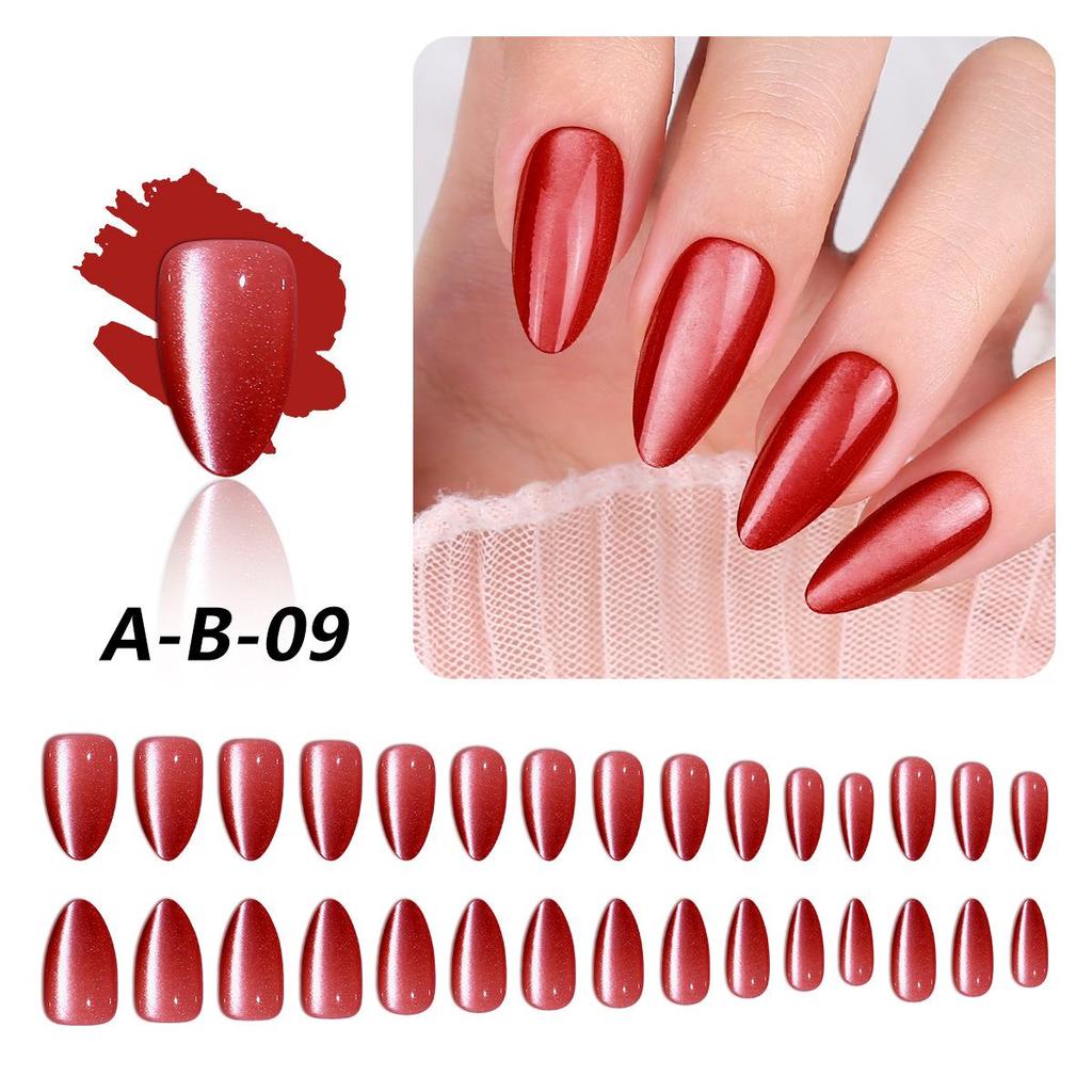 Solid Color Cat Eye Detachable False Nails - Water Drop Style (30 Pieces)