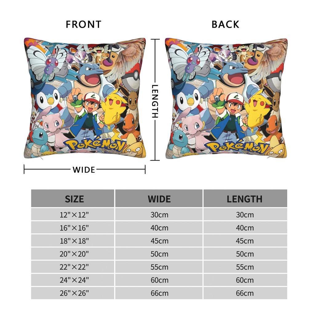 Square Pillowcases Polyester Room Pokemoned Cushion Cover Funny Home Decoration Pillow Cover 40*40