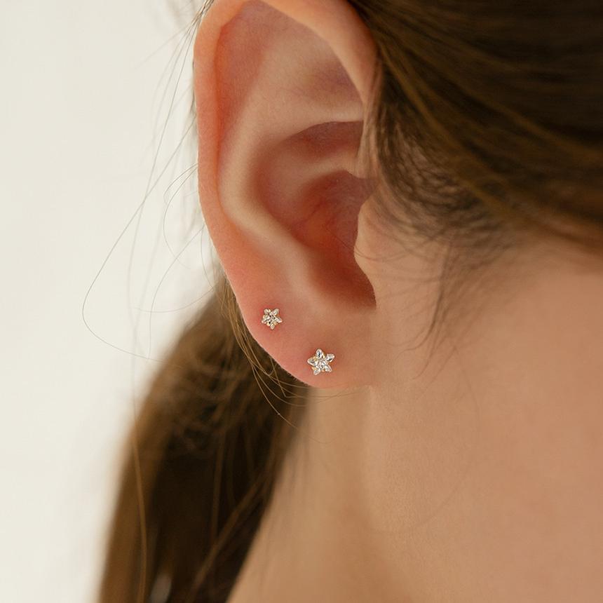 Lunne 14K Star Cubic Earrings (14K Gold) #Es04
