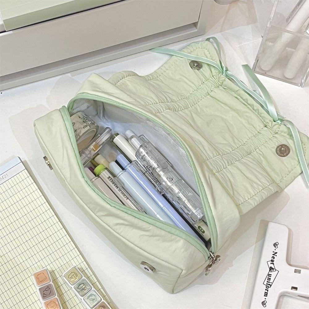 Large Capacity Pen Bag Bow Drawstring Stationery Storage Bag INS Pencil Case  Students