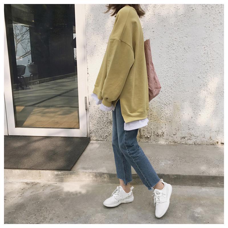 Fake Two-piece Velvet Sweatshirt for Women, New Autumn and Winter Korean Style Loose Student BF Harajuku Style Hong Kong Style Top Trendy