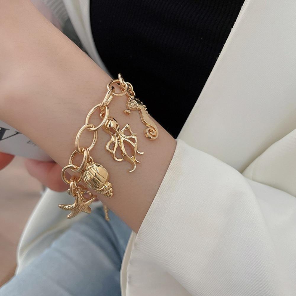 Elegant Simple Metal Bracelet Starfish Ocean Style Jewelry Hawaiian Style Beach Bracelet Travel