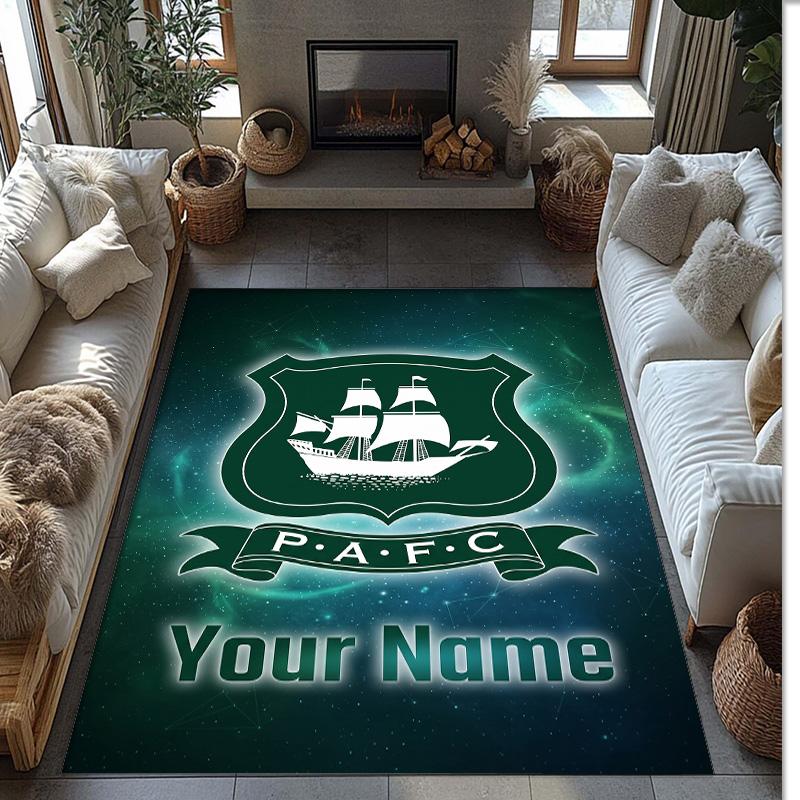 Plymouth Argyle FC Printed Crystal Velvet Rug Non‑Slip Crystal Velvet Carpet For Sofa Bedroom Indoor Home Decoration