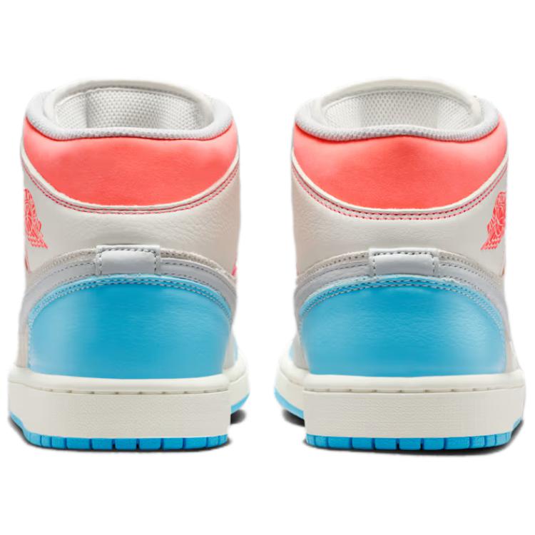 Air Jordan 1 Mid Sail Hot Lava Blue Chill Women Sneakers Muslin IM7420-133