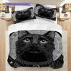 Black Cat Pattern Bedding Quilt Set Quilt Cover Pillowcase Home Decoration Birthday Gift (1 * Duvet Cover + 2 * Pillowcase, Without Core)