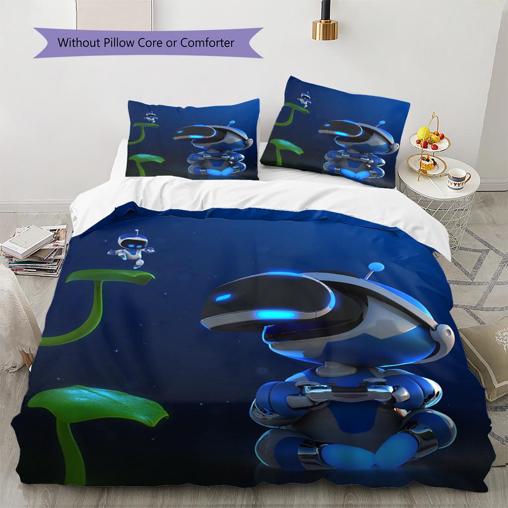 ASTRO BOT Pattern Bedding,Quilt Set Quilt Cover Pillowcase Home Birthday Gift (1 * Duvet Cover + 2 * Pillowcase, Without Core)