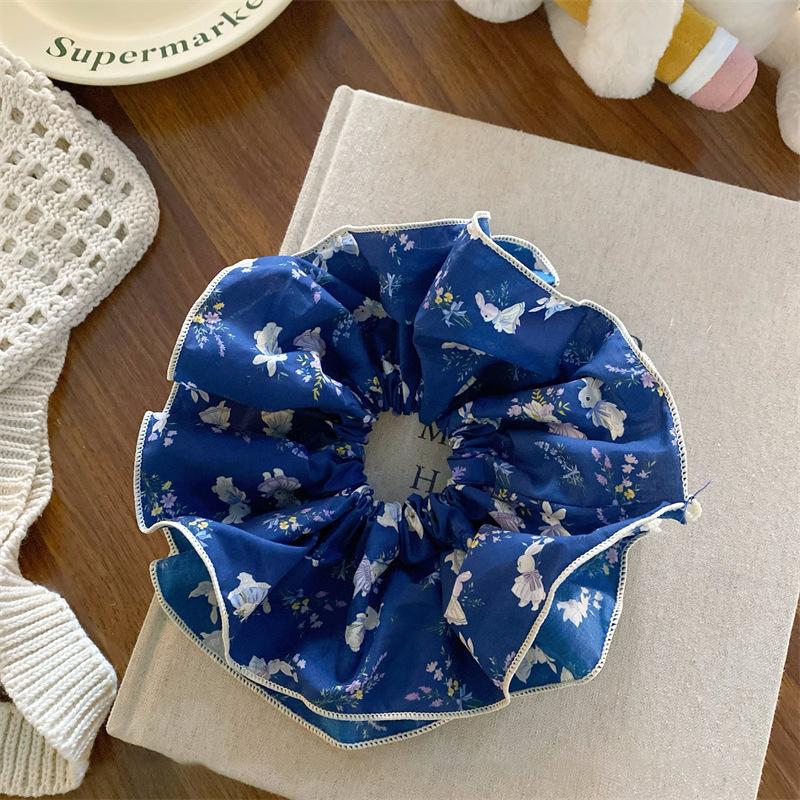 Early spring fresh large intestine hair band simple striped lace headband 2025 new high-end rubber band women's hair tie rope