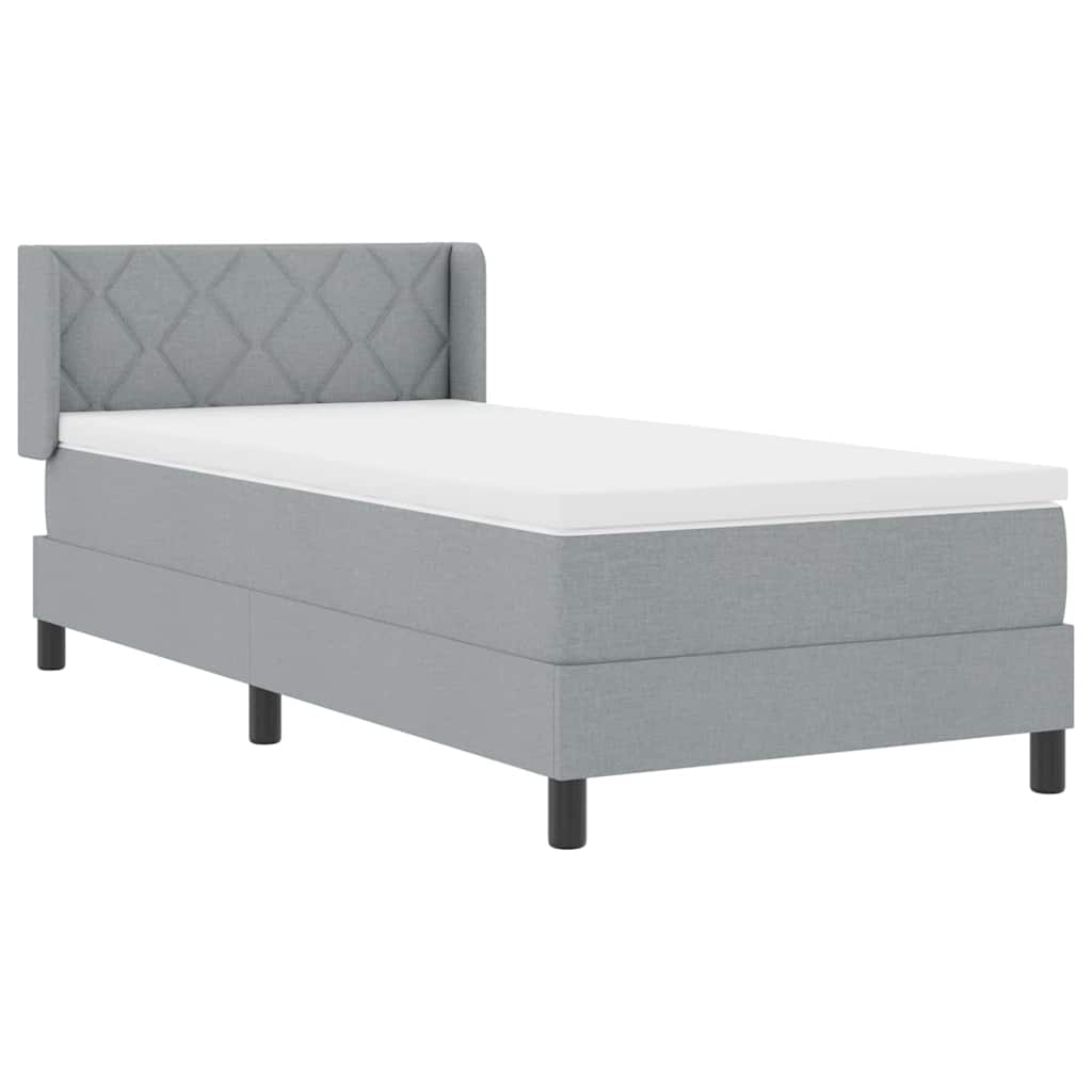 Box Spring Bed with Headboard Light Gray 200 x 100 cm Fabric