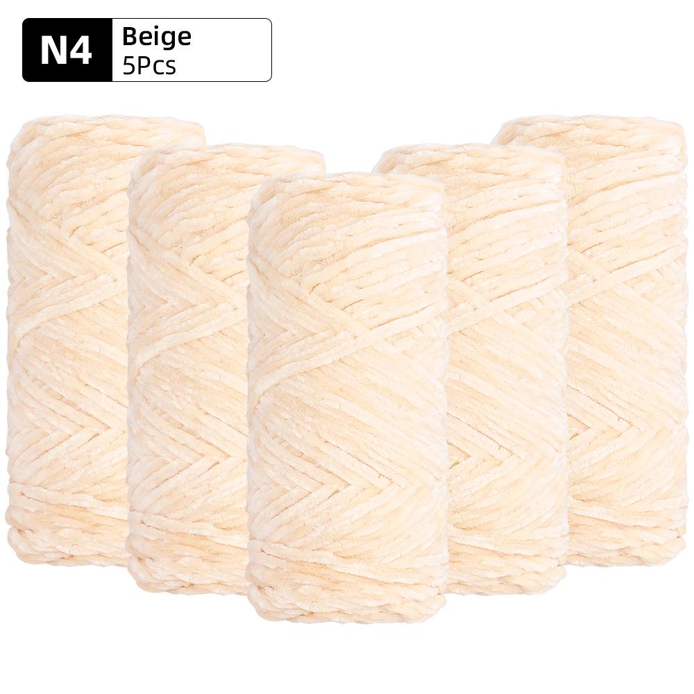 5pcs Soft Polyester Velvet Yarn Set - Luxurious Chenille Yarns, DIY Knitting & Crocheting for Crafts, Hats, Blankets, Scarves