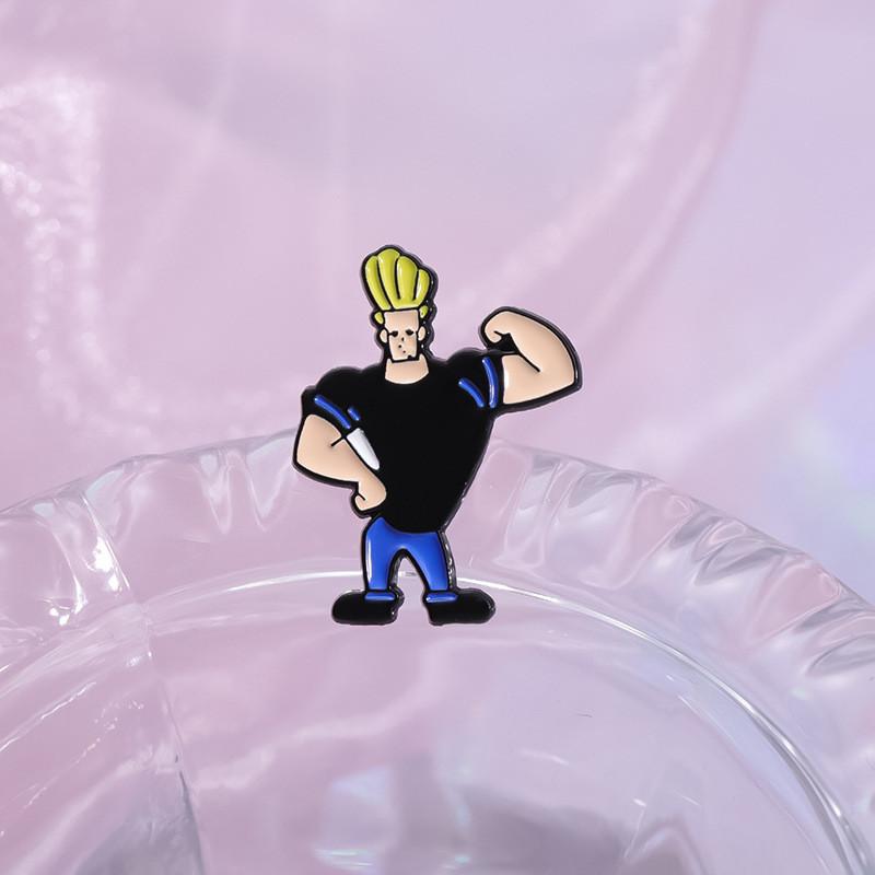 Chic Quirky And Yellow Haired Muscular Cartoon Brooch In Alloy Material For Decorative And Use Functional