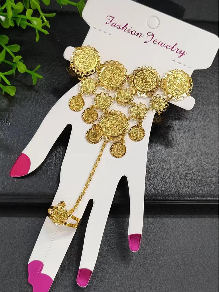 Trendy European American Hand Chain Bracelet Ring Combo for Women