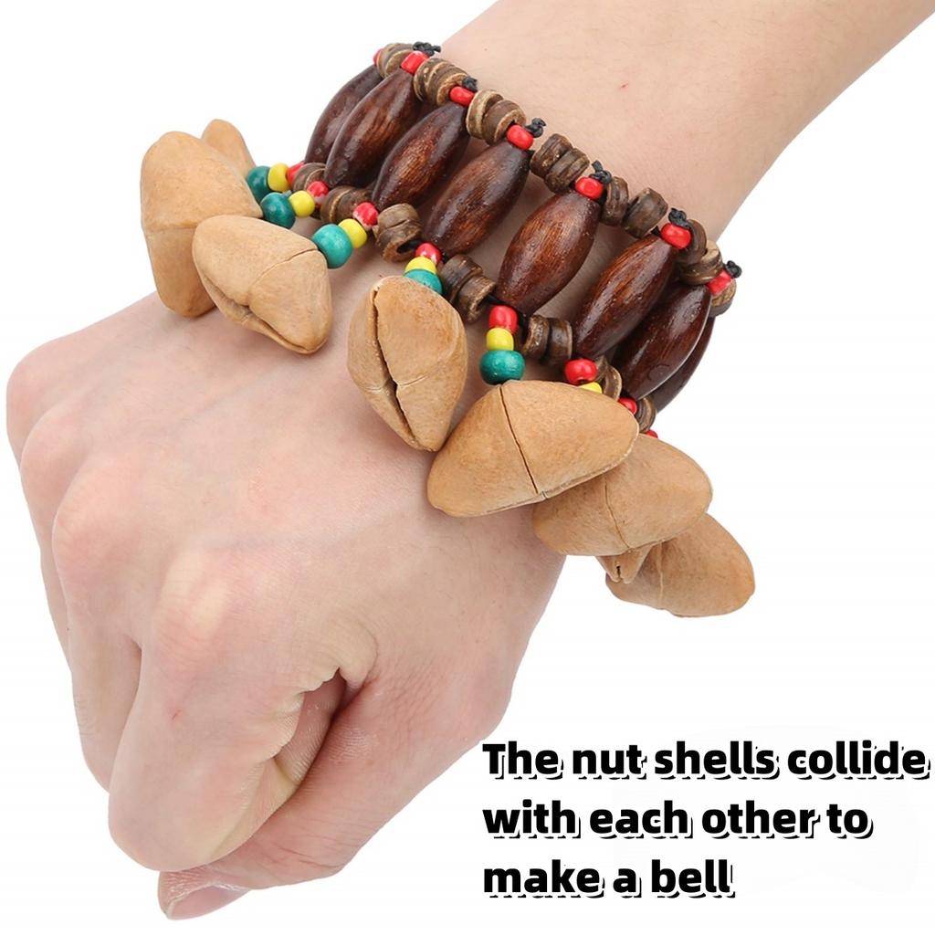 Miwayer Afrikanische Nussschalen Handglocke Armband Stammesstil/Für Djembe Afrikanische Trommel Conga Perkussion Musikinstrument Geschenke Spielzeug