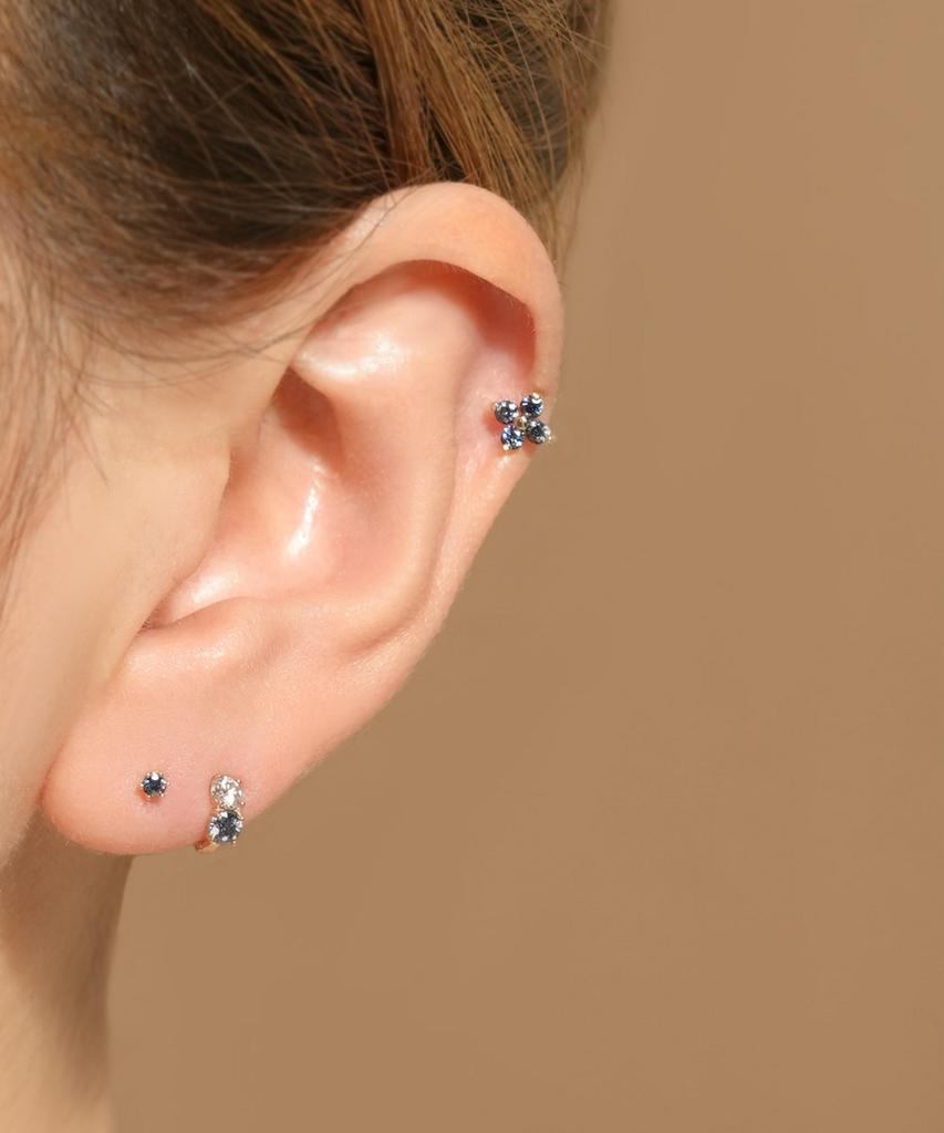 Minimalpiercing 14K Moissanite Diamond Sapphire Noble Piercing Earrings