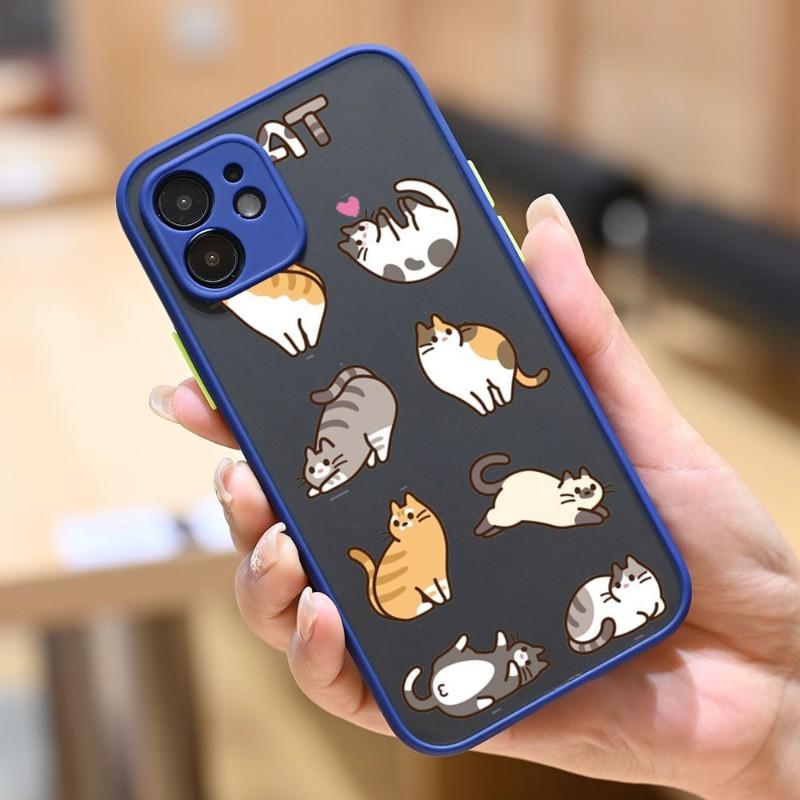 Cute Cat Phone Case For IPhone 14 13 12 11 Mini Pro Max XS X Max XR 8 7 Plus SE 2022 Skin Color Phone Cover