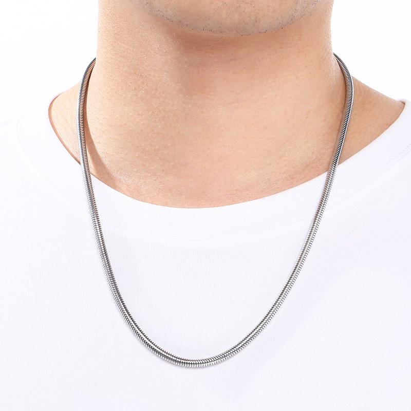 Stainless Steel Round Snake Chain Necklace For Men Women‘s Lightweight Smooth Layering Choker Multiple Minimalist Trendy Jewelry
