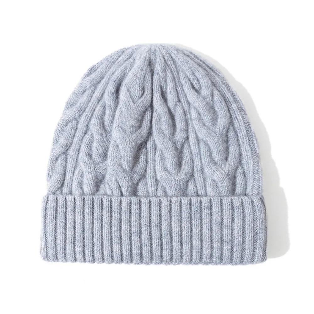 New Thickened Knitted Cap Solid Color Elasticity Beanie Soft Slouchy Bonnet Women Men